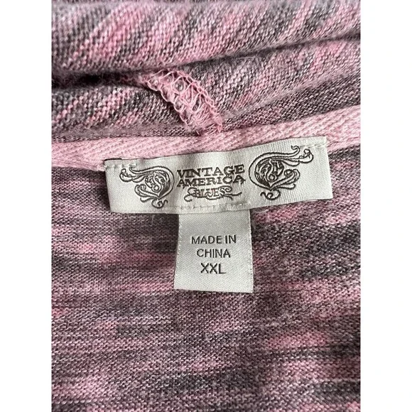 Vintage American Blues Hoodie Sweatshirt Plus XXL Pink Heathered Tie Front - Picture 9 of 12